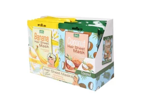XHC Hair Mask Sheets – Coconut – Mixed case (12 Banana & 12 Coconut)