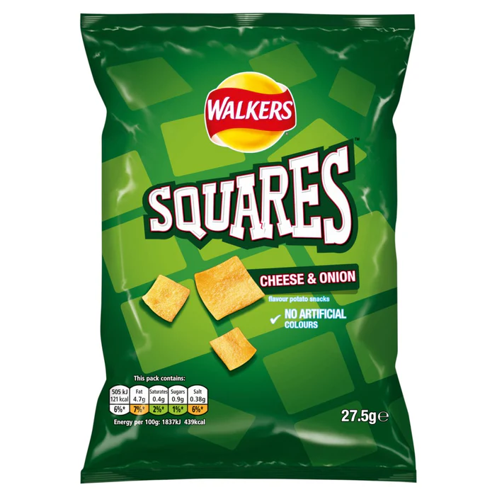 Walkers Squares Cheese & Onion 27.5G